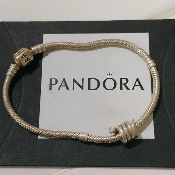 Pandora Sterling Silver 7" Snakechain Bracelet w/ Coiled Snake Charm 790171